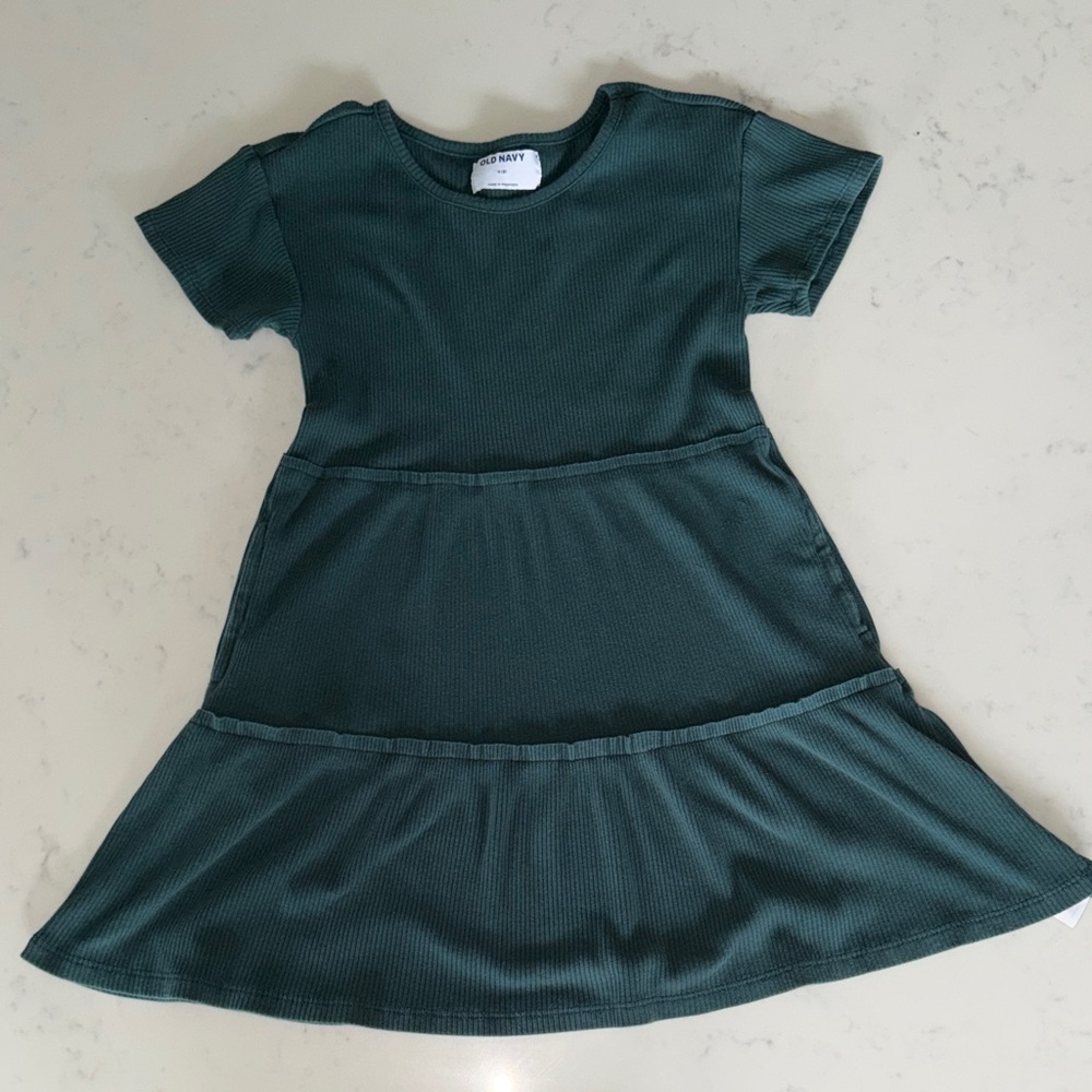 Old Navy Girls' Dark Teal Ribbed Tiered Dress
